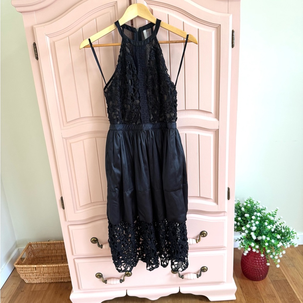 Dex Black Lace Mesh Dress